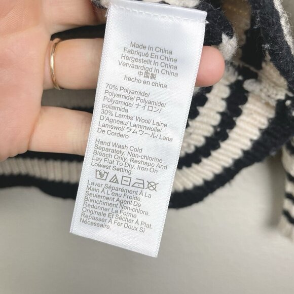 J.Crew Women's Medium Cable-Knit Mockneck Pullover Sweater Stripe Jewel Buttons - Picture 13 of 16